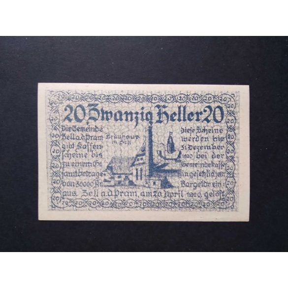 Ausztria 20 Heller 1920 Unc Bell a.d. Pram