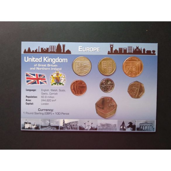 England circulation coin series 7 values ​​2011-2012 in blister