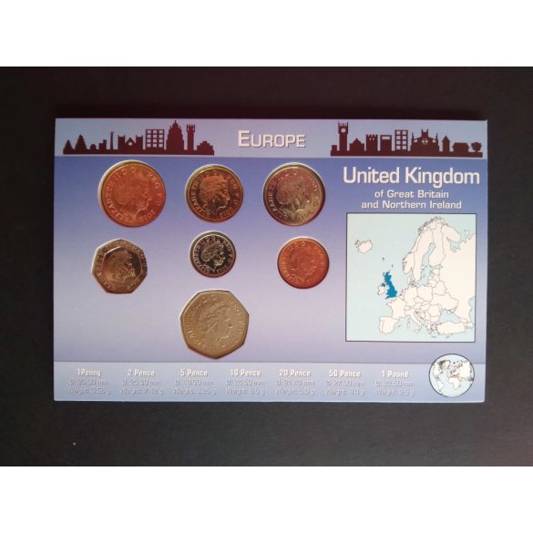 England circulation coin series 7 values ​​2011-2012 in blister