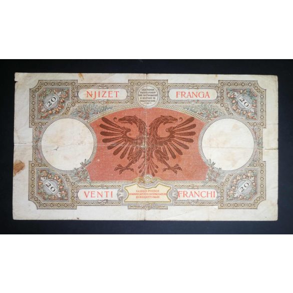 Albania 20 Franga 1939 VG+
