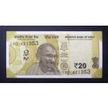 India 20 Rupees 2021 UNC 