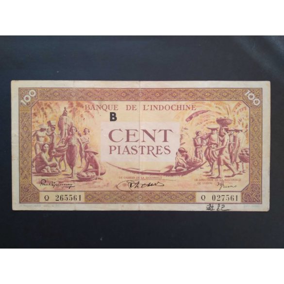 Francia Indokína 100 Piastres 1942 VF-