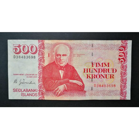 Iceland 500 Kronur 2001 F+