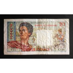 Tahiti Papeete 20 Francs 1954 F