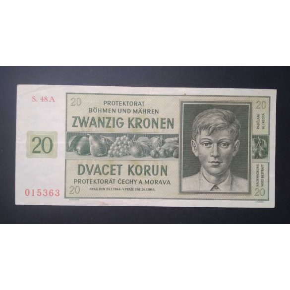 Cseh-Morva Protektorátus 20 Korun 1944 VF+