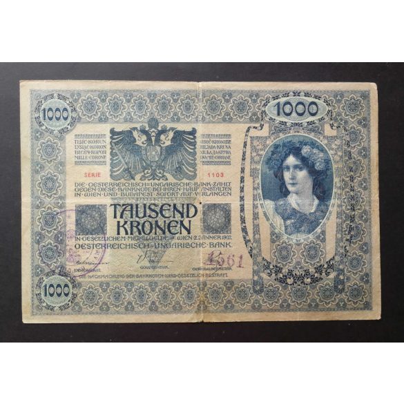 Austria-Hungary 1000 Koruna 1902 VG+