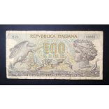 Italy 500 Lire 1966 VG