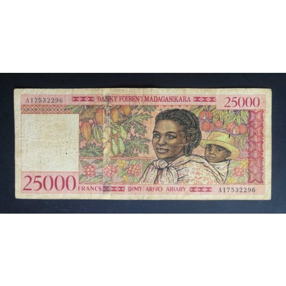 Madagascar 25000 Francs 1998 VG+