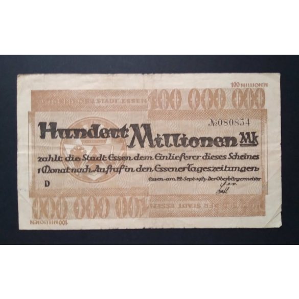 Germany 100 million Mark 1923 F Essen