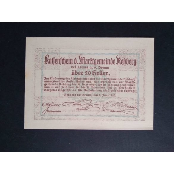 Austria 20 Heller 1920 Unc Rehberg 