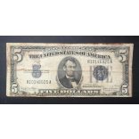 USA 5 Dollars 1934 D Silver certificate F-