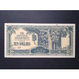 Malaya Japan occupation 10 Dollars 1942 aUNC+