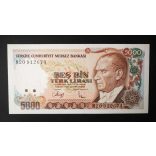 Turkey 5000 Lira 1990-94 UNC
