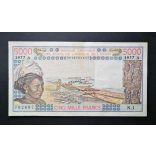 West African States, Ivory Coast 5000 Francs 1977 VF-
