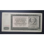 Cseh-Morva Protektorátus 1000 Korun 1942 VF Specimen