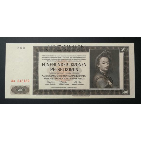Protectorate of Bohemia and Moravia 500 Korun 1942 Unc Specimen Wor: P-12s, Ros: R-565e