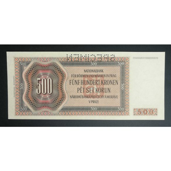 Protectorate of Bohemia and Moravia 500 Korun 1942 Unc Specimen Wor: P-12s, Ros: R-565e
