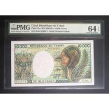 Csád 10000 Francs 1984-91 UNC PMG által minősített bankjegy