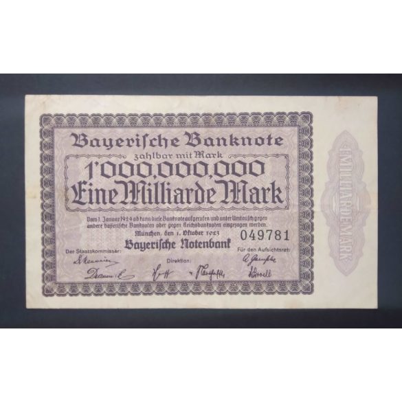 Németország München 1 Milliárd Mark 1923 VF