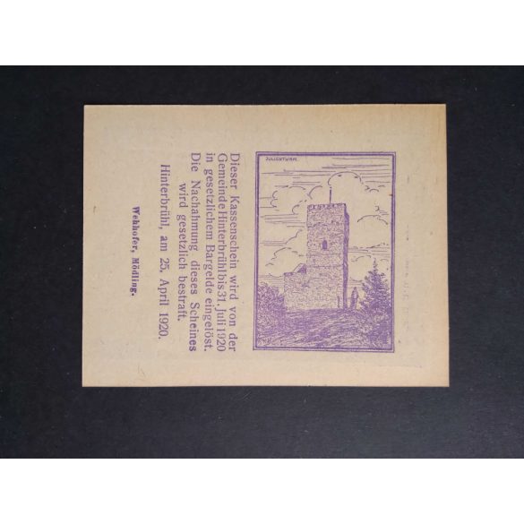 Austria 50 Heller 1920 Unc- Hinterbrühl 