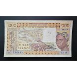 West African States, Ivory Coast 1000 Francs 1988 F