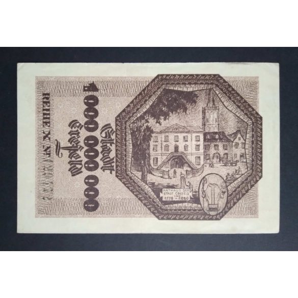Germany 1 Billion Mark Crefeld 1923 VF+ 