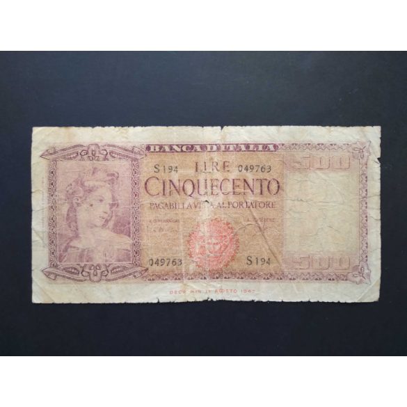 Olaszország 500 Lire 1947 VG-