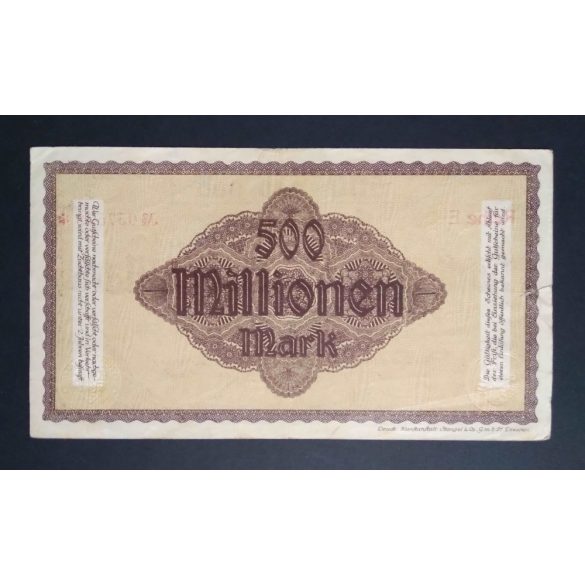 Germany 500 Million Mark Dresden 1923 VF-