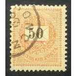 Hungary 1889 Letter, black cipher 50 kr. perf. 12:11 1/2 (Lo)soncz used
