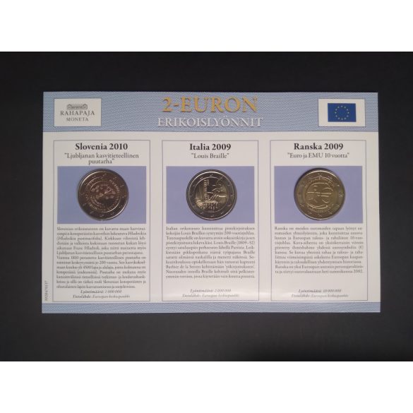 EU 2 Euro set of 3 Unc  France  2009, Italy 2009, Slovenia 2010