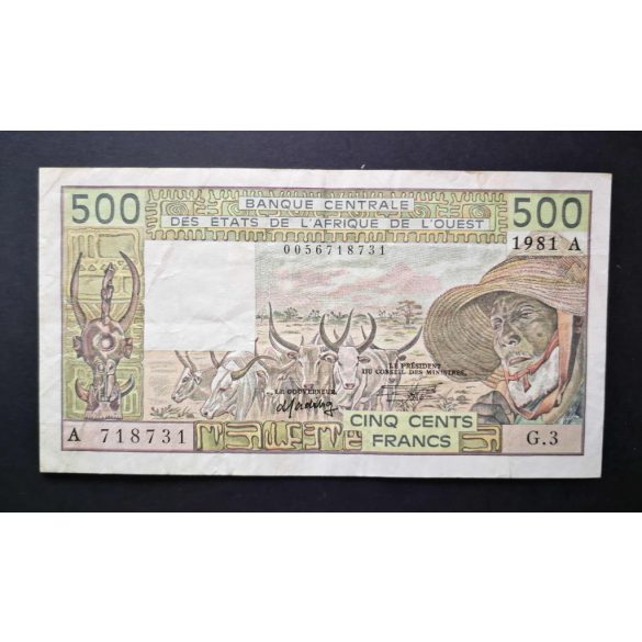 Nyugat-Afrikai Államok Elefántcsontpart 500 Francs 1981 F+