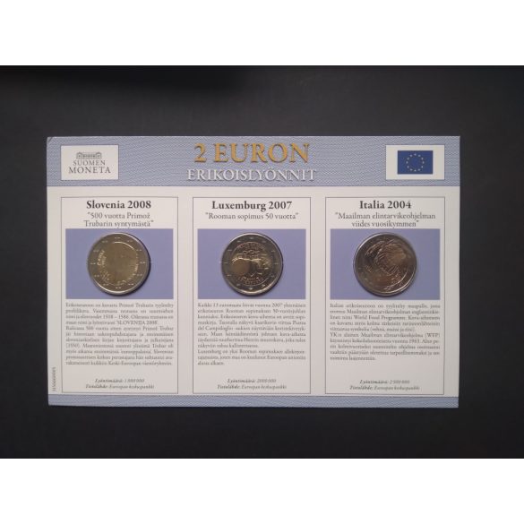 EU 2 Euro set of 3 Unc  Italy 2004, Luxembourg 2007, Slovenia 2008