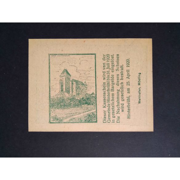 Austria 50 Heller 1920 Unc- Hinterbrühl 