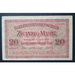   Németország 20 Mark Lengyelország, Litvánia, Lettország megszállás 1918 VF