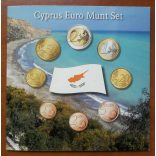 Cyprus 9-piece euro set 2008 UNC in decorative packaging