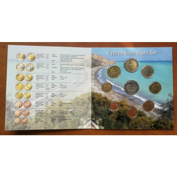 Cyprus 9-piece euro set 2008 UNC in decorative packaging