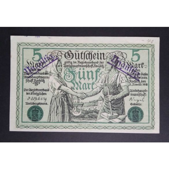 Germany 5 Mark Rochlitz 1918 Unc- 