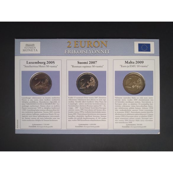 EU 2 Euro 3 db-os emlékérme szett Unc