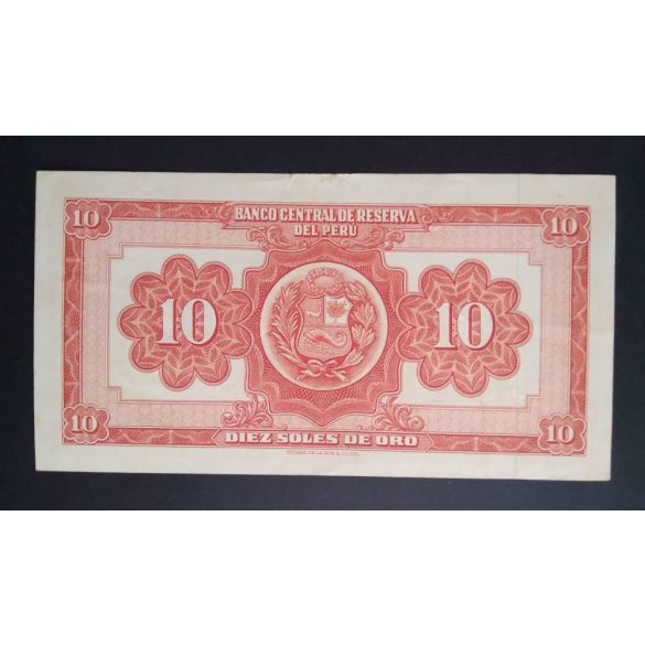 Peru 10 Soles de Oro 1967 VF