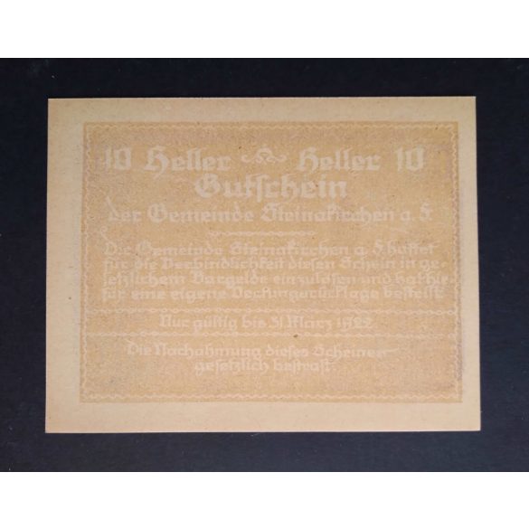 Austria 10 Heller 1922 Unc Steinakirchen