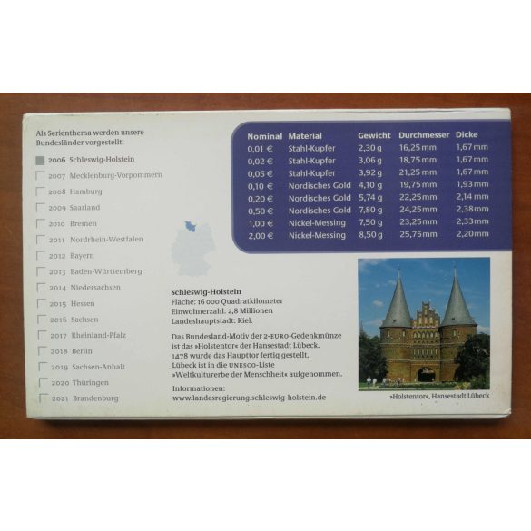 Németország 9 db-os forgalmi sor 2006 UNC díszcsomagolásban