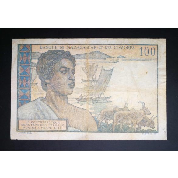 Madagascar 100 Francs 1950 P-46a F