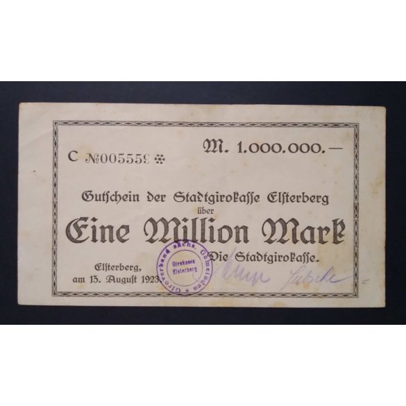 Germany 1 Million Mark Elsterberg 1923 VF-