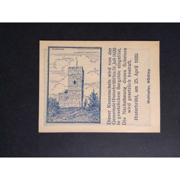 Austria 10 Heller 1920 Unc- Hinterbrühl