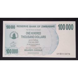 Zimbabwe 100000 Dollars 2006 UNC