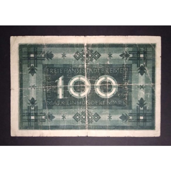 Németország 100 Mark Bremen 1922 VG+