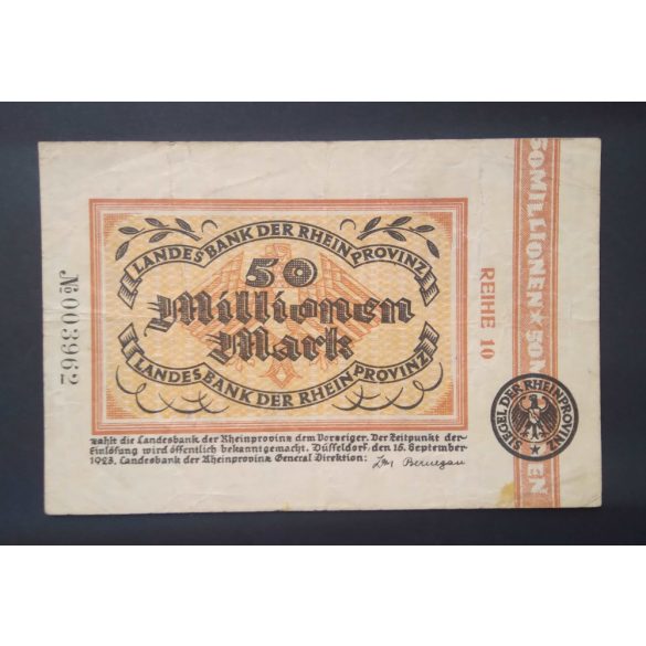 Germany 50 Million Mark Düsseldorf 1923 F+