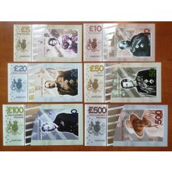   United Kingdom Quiens and Kings 5, 10, 20, 50, 100, 500 Pounds UNC set