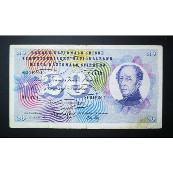 Switzerland 20 Francs 1968 F