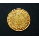 France III. Napoleon 5 Francs 1862 BB 1.61 g gold